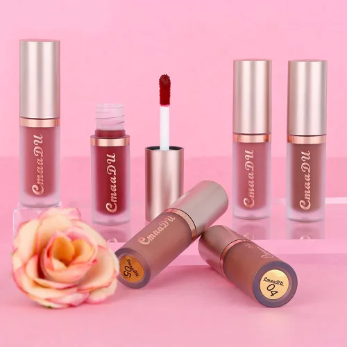 Miniatura 7 de evpct 1 Pieza Lápiz Labial Líquido Mate Malva Brillo Labial Conjunto Brillante para Mujeres Negras 24 Horas Rosa Lápiz Labial Sedoso Terciopelo
