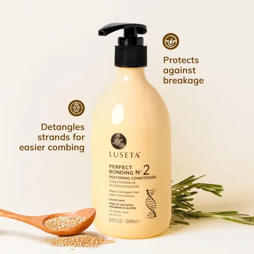 Miniatura 4 de Luseta Salon - Juego de champú y acondicionador con aceite de romero, unión ácida, champú y acondicionador sin sulfatos para el cuidado del cabello