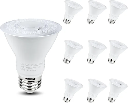 Miniatura 8 de Bombillas LED PAR20, equivalente a 50 W, bombilla PAR20 regulable de 7 W, blanco ultra cálido de 2700 K, 500 lúmenes, base E26, certificación UL