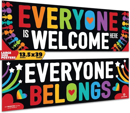 Miniatura 8 de Sproutbrite Juego de pósteres educativos de 13.5 x 39 pulgadas, 2 carteles para profesores, pósteres positivos para el aula y decoración de pared