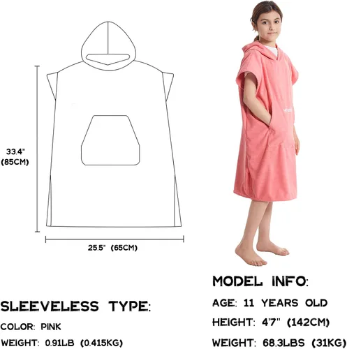 Miniatura 2 de Hiturbo Poncho de toalla cambiante para niños: toallas de baño absorbentes de secado rápido con capucha - Poncho de microfibra para nadar surf