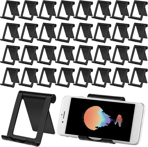 Fabbay Soporte plegable para teléfono celular, 40 unidades, multiángulo, soporte universal para teléfono celular, base portátil para teléfono Negro