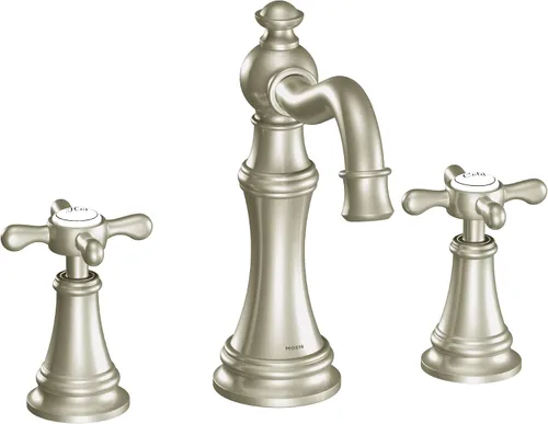 Moen TS42114BN-9000 Weymouth - Grifo de baño con dos manijas cruzadas y válvula, níquel cepillado cepillado níquel