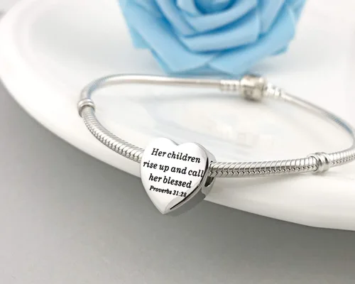 Miniatura 6 de MUERDOU Dije de corazón, pulsera cristiana con versículo bíblico para oración, fe, religiosa, regalos para mujeres