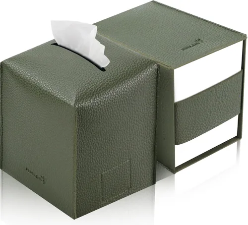 Miniatura 17 de Funda para caja de pañuelos 5 x 5 x 5 pulgadas de piel sintética, organizador cuadrado de caja de pañuelos en cubo para baño, encimera de tocador