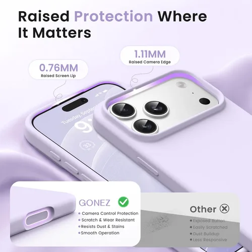 Miniatura 556 de GONEZ Funda de silicona para iPhone 15 Pro Max, compatible con Magsafe, protector de cámara + protector de pantalla, forro de microfibra suave