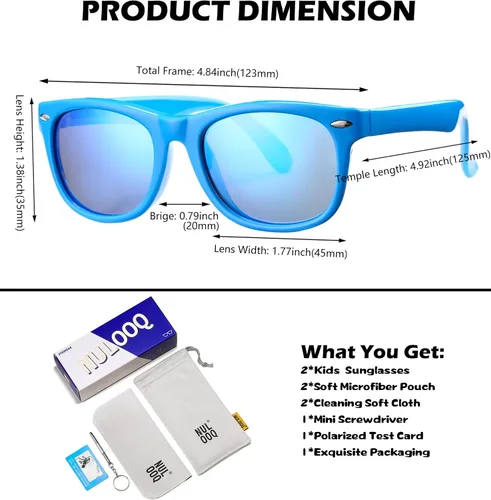 Miniatura 28 de Lentes de sol polarizados para niños y niñas, marco flexible irrompible TPEE con protección UV400 de 3 a 8 años
