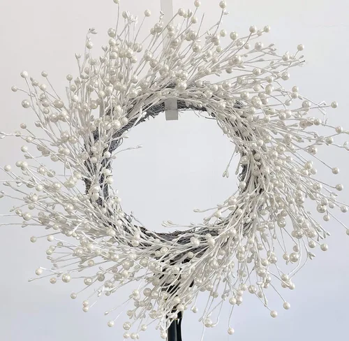 Miniatura 9 de Corona de invierno verde de 22 pulgadas, cono de pino artificial y corona de puerta delantera de acebo para decoración de Navidad de granja