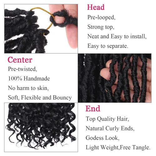 Miniatura 3 de Leeven Cabello de Ganchillo Goddess Locs de 36 Pulgadas, 7 Paquetes, Negro Natural, Soft Locs de Ganchillo con Extremos Rizados, Cabello Sintético