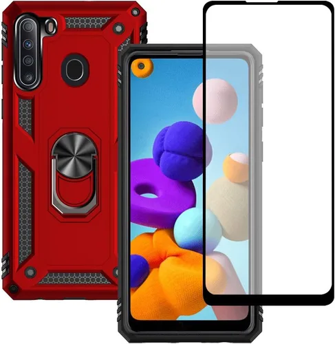 Miniatura 10 de Samsung A21 - Funda para teléfono Galaxy A21 con protector de pantalla, funda protectora de grado militar con anillo para Samsung Galaxy A21 (negro)