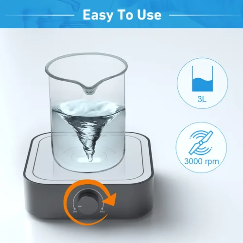 Miniatura 4 de Mezclador de agitador magnético recargable de 3000rpm con barra de agitación, motor CC sin escobillas Max 3000ml Mezclador de placa magnética