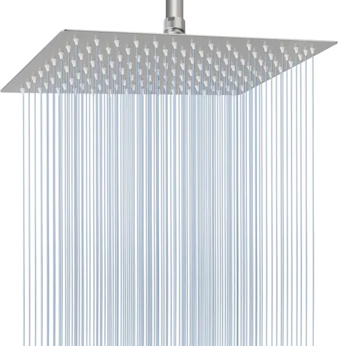 Miniatura 10 de Voolan - Regadera tipo lluvia de metal, cuadrada, de alto flujo, cobertura de cuerpo completo en cascada, montaje universal para techo o pared