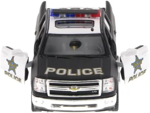 Miniatura 2 de KiNSMART 2014 Chevrolet Silverado LTZ Crew Cab 4x4 1:46 Escala 5" Modelo de Metal Fundido a Presión Camión de Juguete de Camioneta (Edición Policía)