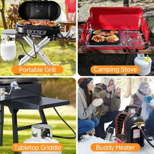 Miniatura 5 de GasSaf Manguera de propano de 5 pies, adaptador de propano convertidor de 1 libra a 20 libras, manguera de parrilla de gas de tanque de propano