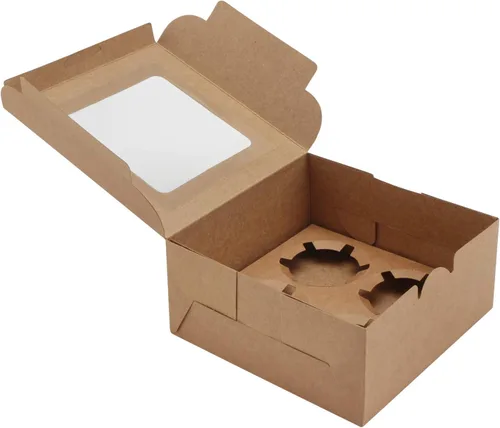 Miniatura 7 de EUSOAR Cajas para magdalenas, 4 unidades, 50 recipientes para magdalenas, cajas para magdalenas con ventana de inserción y exhibición, portador