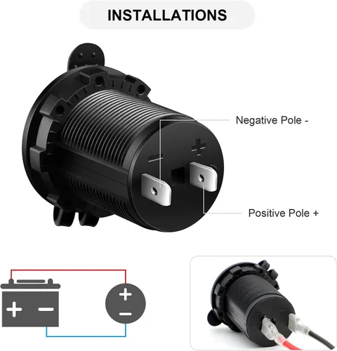 Miniatura 4 de ZHSMS - Enchufe para encendedor de cigarrillos, automóvil, motocicleta, ATV, RV, enchufe para encendedor, toma de corriente, receptáculo de 12V, Azul