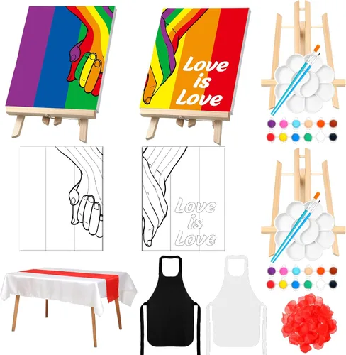 Miniatura 15 de Zhanmai 112 Piezas Kit de Sorber y Pintar para Adultos Noche de Cita Lienzo Predibujado Kit de Pintura para Parejas Pintura en Lienzo Arte
