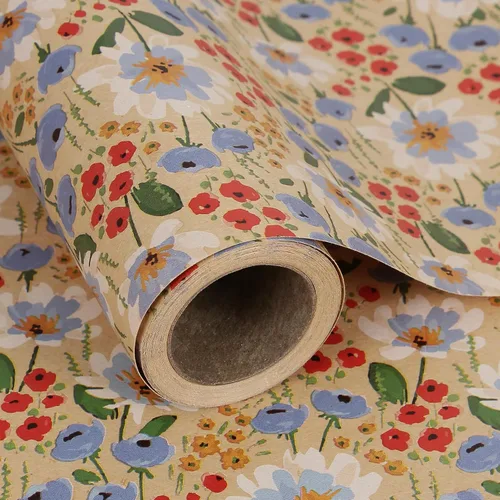 Miniatura 14 de Aimyoo - Rollo de papel de regalo floral kraft - Rollo jumbo - 30 pulgadas x 33 pies - Papel de regalo vintage con flores para todas las ocasiones