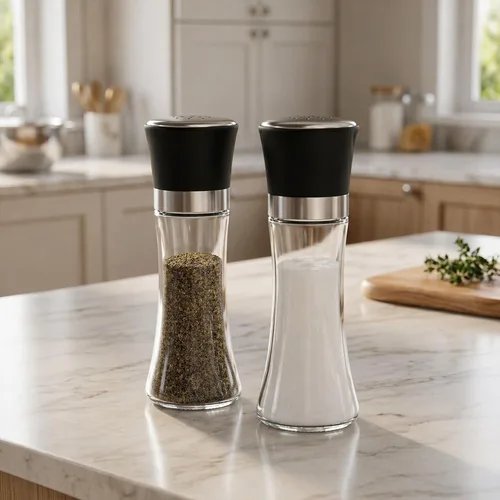 Miniatura 3 de Restaurantware Vetri - Pimentero de 6.3 onzas, 1 salero – cubierta de tapa incluida, acabado transparente, coctelero de especias de vidrio