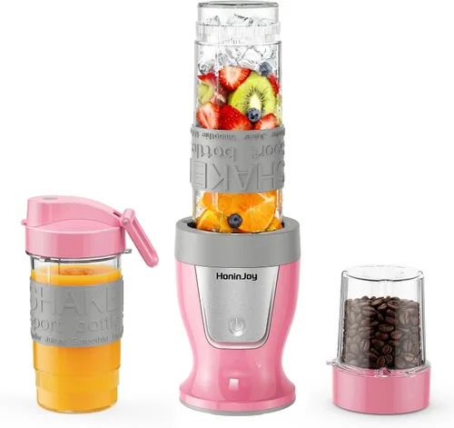 Miniatura 10 de Licuadora de batidos, licuadora personal de 650 W para batidos y licuados con taza molinillo y 2 tazas portátiles sin BPA (20 onzas + 14 onzas)