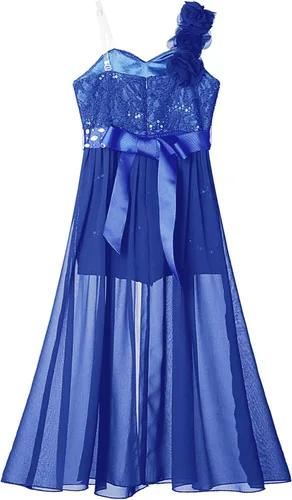 Miniatura 5 de Vestido de mameluco para niña de flores, vestido de dama de honor de princesa con vuelo de un hombro