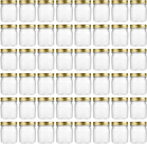 Miniatura 24 de novelinks Tarros de plástico transparente de 8 onzas con tapas herméticas, paquete de 16 tarros de plástico con tapas de 8 onzas, recipientes de Oro