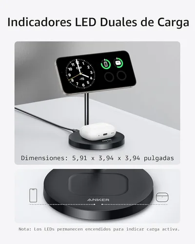 Miniatura 5 de Anker Soporte de Cargador MagGo Compatible con MagSafe, Cargador Inalámbrico para iPhone 17, Estación de Carga 2 en 1, Certificado Qi2 Carga Rápida