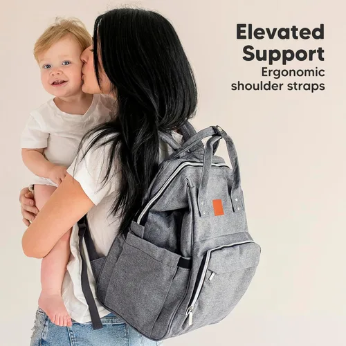 Miniatura 7 de KeaBabies - Mochila pañalera grande impermeable para viajes Gris clásico