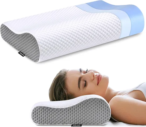 Miniatura 9 de Almohada cervical de contorno de espuma viscoelástica para aliviar el dolor, almohada de cama para dormir, almohada ergonómica para dolor de cuello