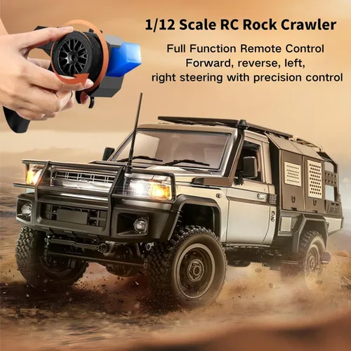 Miniatura 3 de Auto a control remoto, escala 1/12 4WD todoterreno RC con luces LED, control proporcional de 2 velocidades, control proporcional de 2.4 GHz, todo