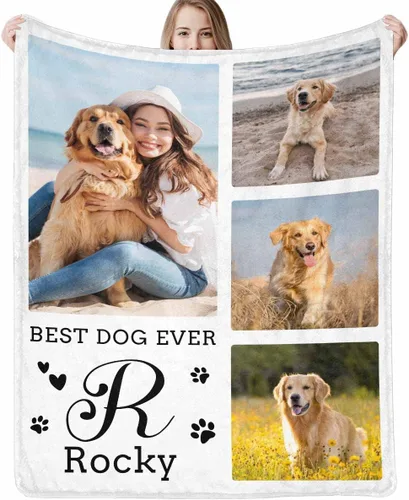 Miniatura 20 de Artsadd Manta conmemorativa personalizada para perros con fotos de perro y nombre, manta conmemorativa personalizada para mascotas, recuerdo