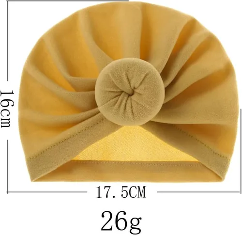 Miniatura 8 de Juego de gorro de algodón para recién nacido, gorro con nudo de dona, suave turbante con lazo