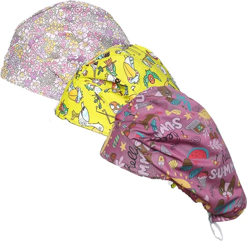 Miniatura 11 de Juego de 3 gorros estilo bouffant de algodón, con banda para el sudor Image01