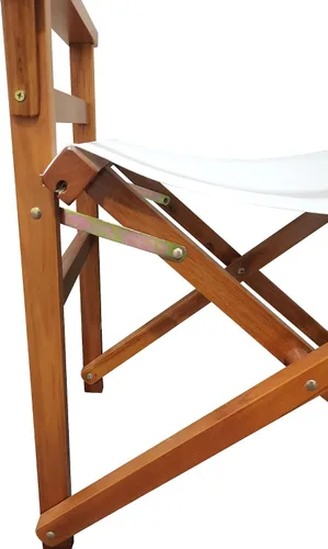 Miniatura 5 de 2-Piece Set of White Wood Canvas Folding Chairs - Natural Populus Wood, Foldable Design & Sturdy Construction, Breathable Seat for Comfort, Easy to