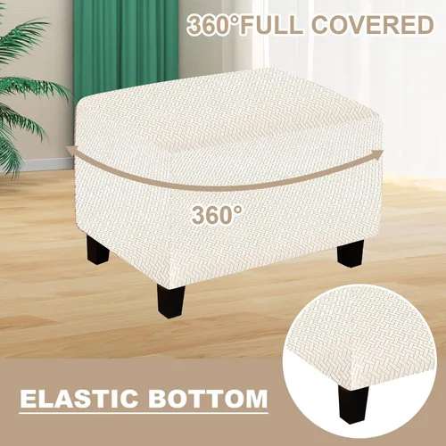 Miniatura 4 de Funda otomana de sofá resistente al desgaste, fundas otomanas rectangulares elásticas, funda para taburete de pies, fundas de taburete extraíbles