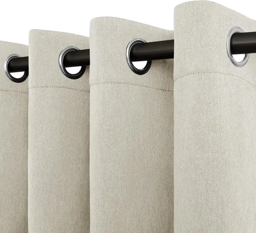 Miniatura 12 de Easy-Going - Cortinas opacas con aspecto de lino para oscurecer la habitación, con ojales para ventana, cortinas para dormitorio, sala de estar