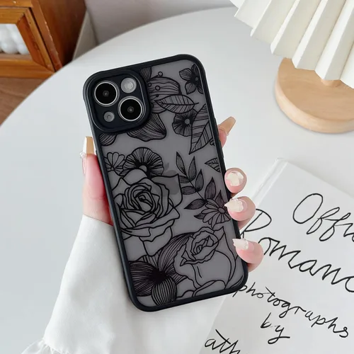 XIZYO Funda para iPhone 15, diseño floral para iPhone 15, bonito patrón estético de flores de rosas para mujeres y niñas, funda protectora delgada