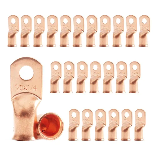 Miniatura 32 de 2/0 AWG 5/16" Stud (25 piezas), terminal de anillo de batería resistente, conectores de calibre 00, lengüetas de alambre de cobre 2/0, terminales