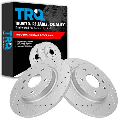 Miniatura 365 de TRQ Juego de rotores de freno de rendimiento trasero con revestimiento G premium compatible con Mazda 6 2014-2021