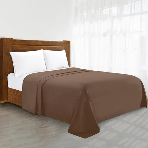 Miniatura 21 de Sábana plana de lujo en Amazon Elegant Comfort sin arrugas de 1500 hilos de calidad de hotel Premier, tamaño King, color marrón chocolate