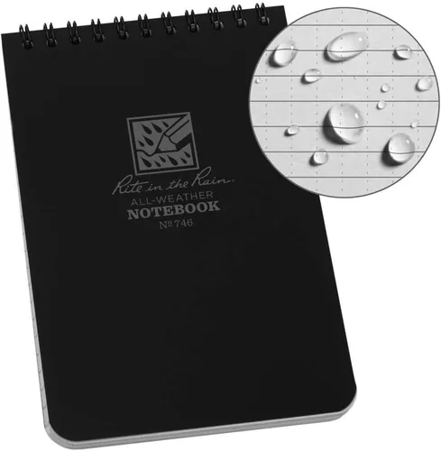Miniatura 21 de Rite In The Rain Cuaderno de espiral superior resistente a la intemperie, 4 x 6 pulgadas, cubierta negra, patrón universal (No. 746-3), paquete de 3