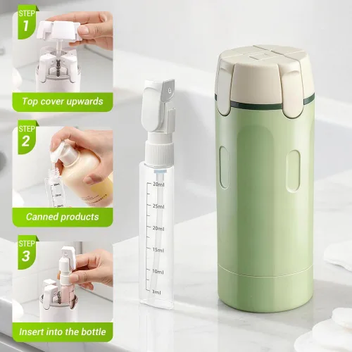 Miniatura 4 de Botella dispensadora de viaje 4 en 1, botellas de champú y acondicionador de viaje recargables actualizadas 2026, recipientes portátiles a prueba