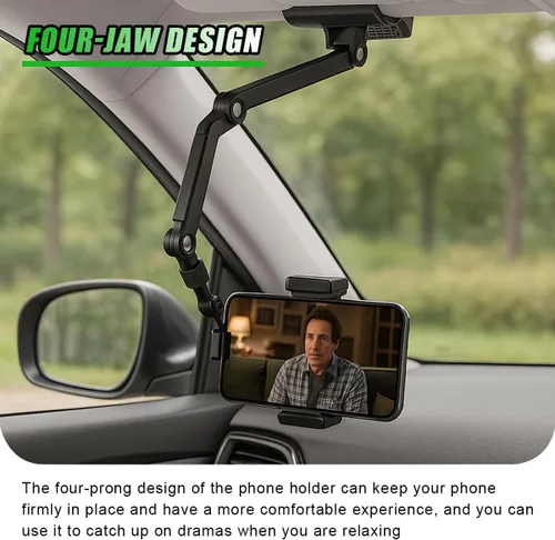 Miniatura 5 de Soporte giratorio de 360° para teléfono con visera solar para automóvil, soporte retráctil portátil para teléfono celular, visera universal