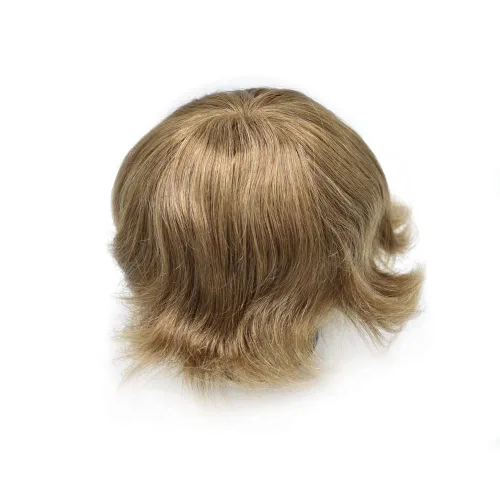 Miniatura 32 de Tupé para hombre Remy pieza de cabello humano para hombres encaje tupé para hombres nudo blanqueado sistema de reemplazo de cabello para hombre