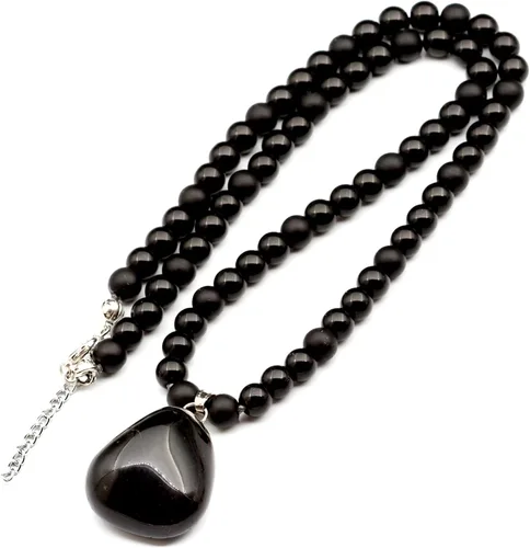 Miniatura 27 de Colgante de turmalina cruda natural, Collar de cuentas de ónix negro genuino, Collar de piedra negra, Collar de piedras preciosas, Cuentas de 0.315
