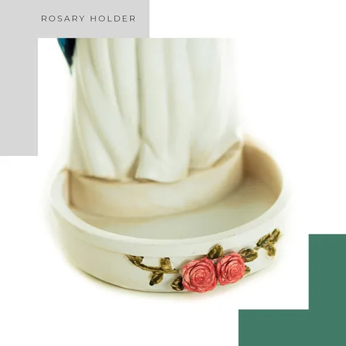Miniatura 3 de Estatua de soporte para rosario de Virgen María, 8 pulgadas, decoración católica de Madonna Blessed Mother Mary, regalo de rosario para mujeres