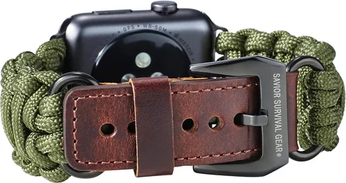 Miniatura 11 de Correa de paracord Savior Survival Gear, compatible con Apple Watch de 49/45/44/42/41/40/38 mm, correa de iWatch Series Ultra 10 9 8 7 6 5 4 3 2 1