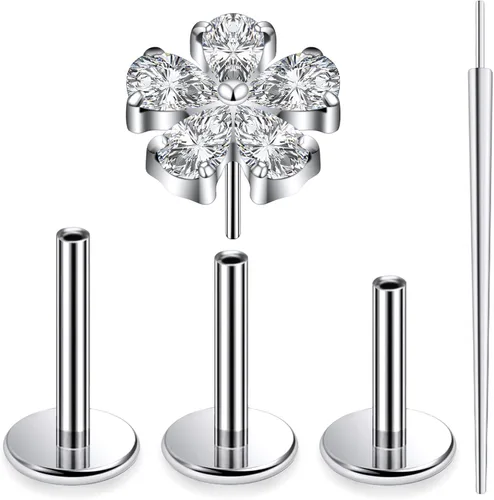 Miniatura 10 de 20G 18G 16G Astm F136 - Aretes de titanio sin rosca con parte trasera plana, tragus hélice, caracola, piercing, nariz, labio, hélice, cartílago