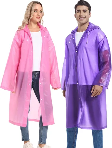 Miniatura 56 de 2 abrigos de lluvia de Borogo para adultos, chaquetas de lluvia reutilizables para hombres y mujeres