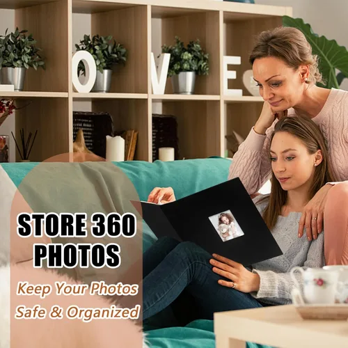 Miniatura 2 de Álbum de fotos de 4 x 6 pulgadas, 360 fotos, cubierta de marco de lino con áreas de notas, libro de fotos de 4 x 6 con espacio de escritura